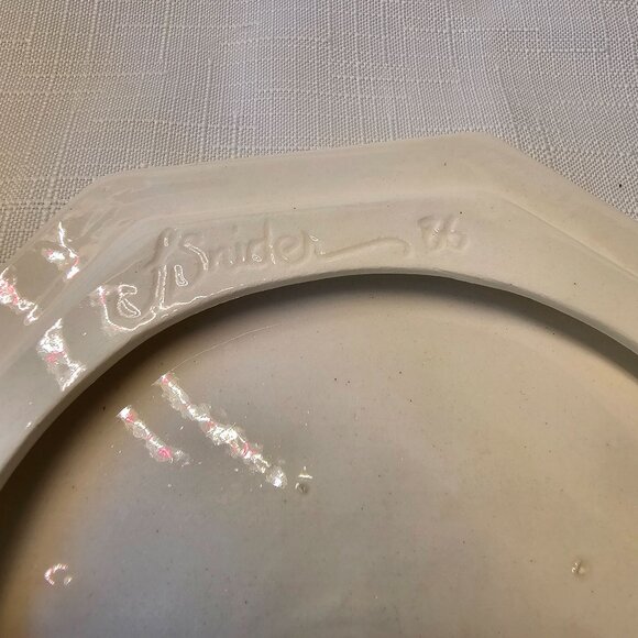 Ceramic Glazed Butterfly Octagon Ring/Jewelry Box/Trinket Box/Stash Box Artist S - Picture 6 of 11